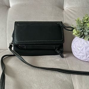 Buxton Black Leather Crossbody Bag